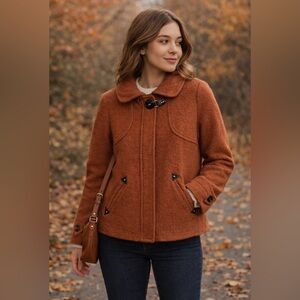 NWT Qiange Rust Orange Wool Silk Jacket